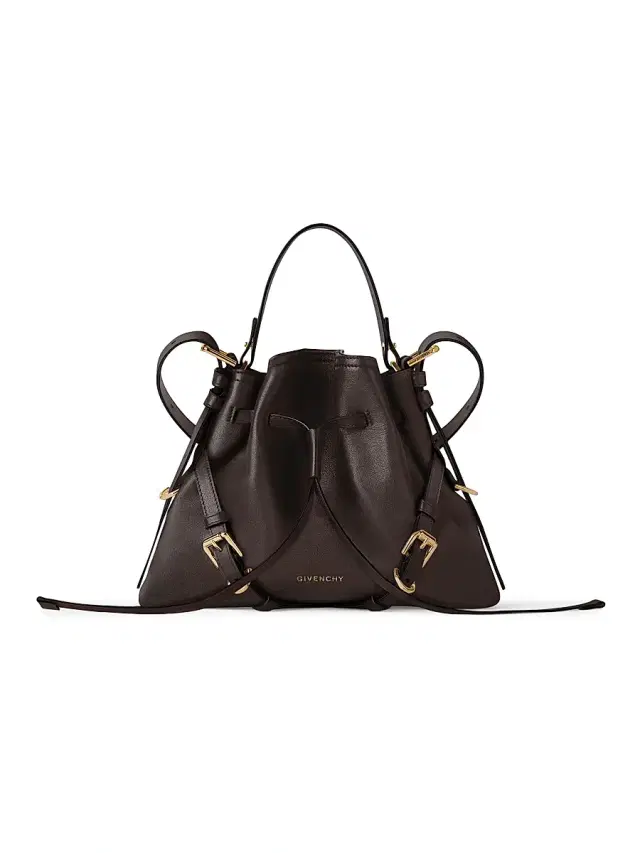 Women's  Voyou Bucket Bag in Shiny Leather - Chocolate
