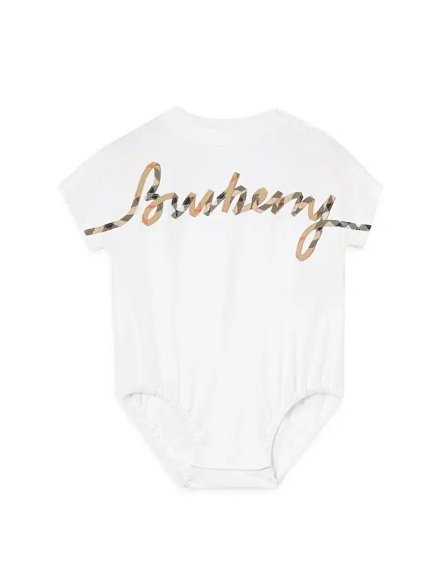 Burberry Baby's Logo Check Appliqué Bodysuit - White 9 Months
