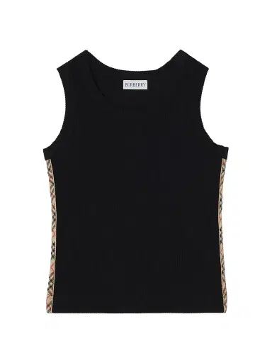 Burberry Little Girl's & Girl's Check-Trim Ribbed Tank | Thumbnail 1