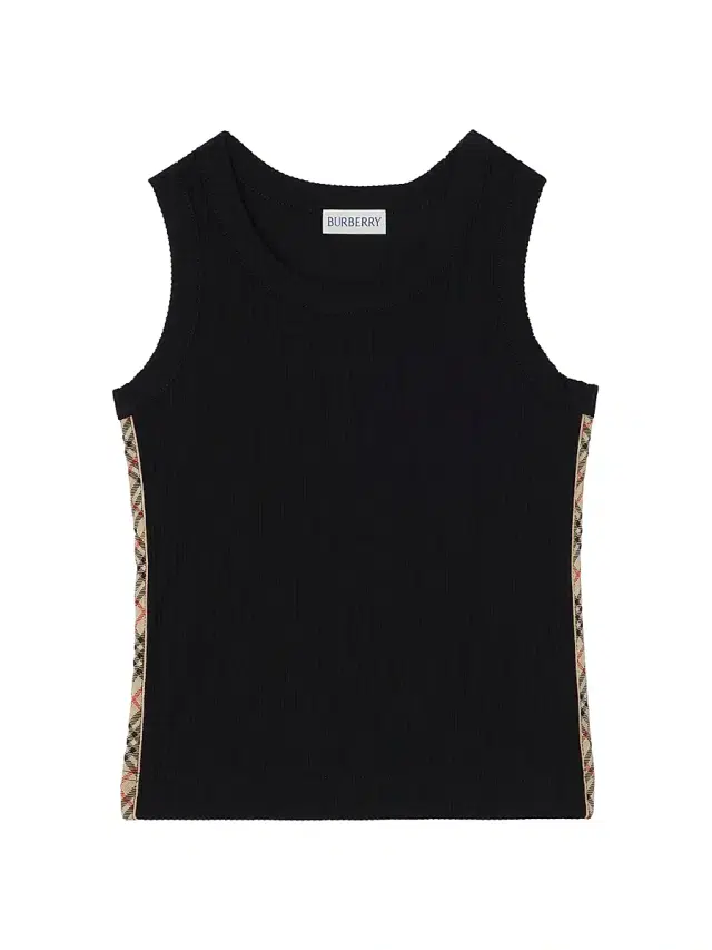 Little Girl's & Girl's Check-Trim Ribbed Tank - Black