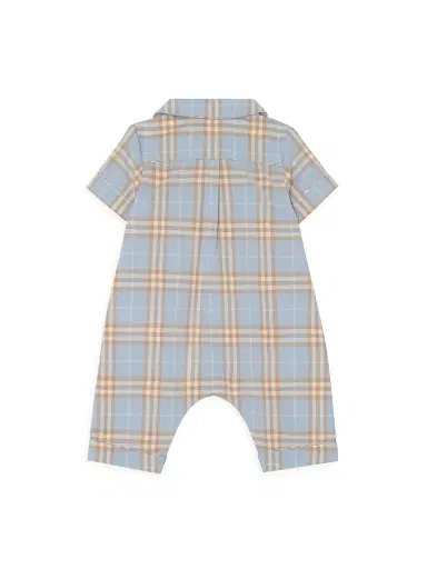 Burberry Baby Boy's Check Coveralls - Dusty Blue 9 Months | Thumbnail 2