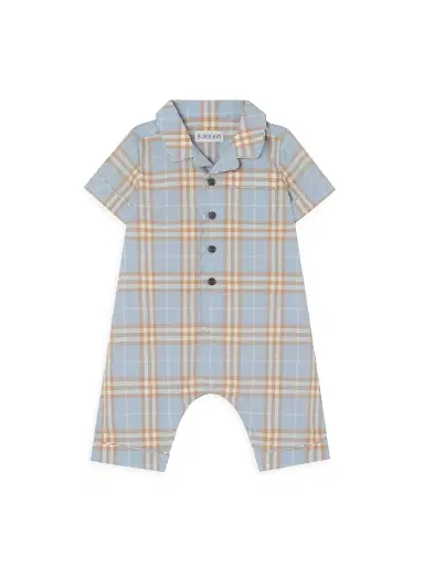 Burberry Baby Boy's Check Coveralls - Dusty Blue 9 Months | Thumbnail 1