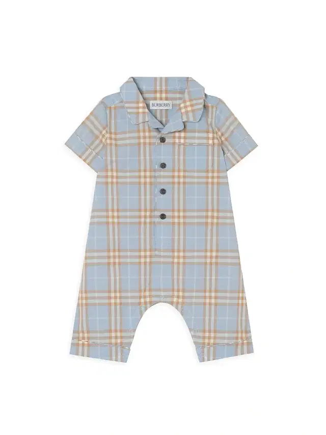 Baby Boy's Check Coveralls - Dusty Blue 9 Months