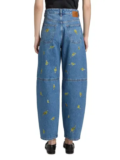 Ganni Women's Printed Flower Stary Barrel-Leg Jeans | Thumbnail 5 Ganni Women's Printed Flower Stary Barrel-Leg Jeans | Thumbnail 5