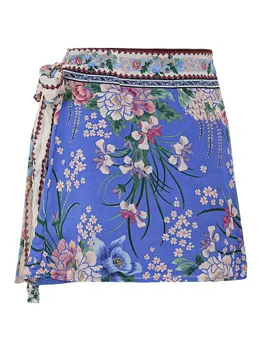 Agua Bendita Women's Ziara Ivy Floral Wrap Miniskirt | Thumbnail 3