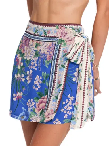 Agua Bendita Women's Ziara Ivy Floral Wrap Miniskirt | Thumbnail 4