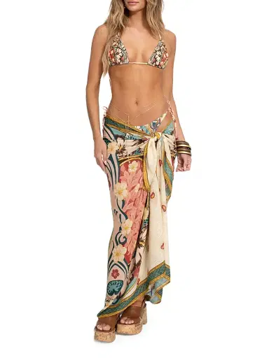 Agua Bendita Women's Radical Sunrise Marine Plume Printed Wrap Sarong | Thumbnail 2
