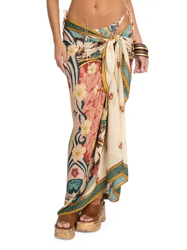 Agua Bendita Women's Radical Sunrise Marine Plume Printed Wrap Sarong | Thumbnail 4