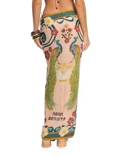 Agua Bendita Women's Radical Sunrise Marine Plume Printed Wrap Sarong | Thumbnail 5