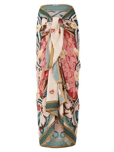 Agua Bendita Women's Radical Sunrise Marine Plume Printed Wrap Sarong | Thumbnail 1