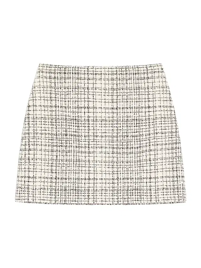 Valentino Garavani Women's Mini Skirt in Square Tweed - Vanilla Black