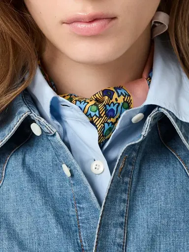 Miu Miu Women's Cropped Chambray Tie Shirt - Blue - Size 2 | Thumbnail 5