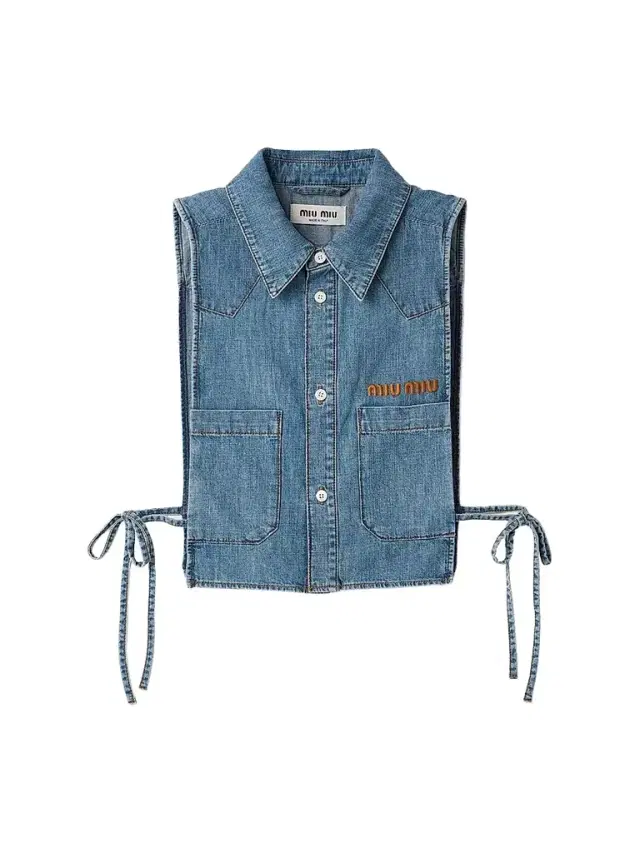 Women's Cropped Chambray Tie Shirt - Blue - Size 2