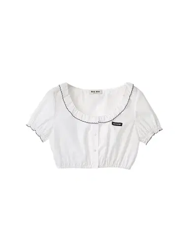 Miu Miu Women's Embroidered Poplin Crop Top - White | Thumbnail 1