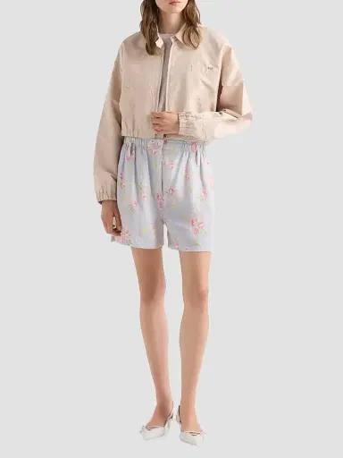 Prada Women's Faille Blouson Jacket - Beige Khaki - Size 8 | Thumbnail 2 Prada Women's Faille Blouson Jacket - Beige Khaki - Size 8 | Thumbnail 2