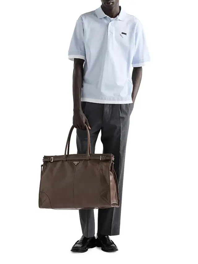 Prada Men's Leather Tote Bag - Grey