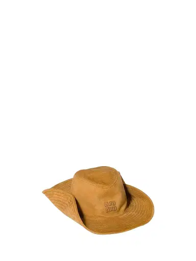 Miu Miu Women's Suede Cowboy Hat - Beige Khaki - Size Medium | Thumbnail 1 Miu Miu Women's Suede Cowboy Hat - Beige Khaki - Size Medium | Thumbnail 1