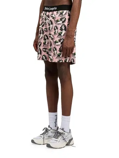 Palm Angels Men's Pinup-Print Cotton Shorts - Pink Multicolor - Size XXL | Thumbnail 4 Palm Angels Men's Pinup-Print Cotton Shorts - Pink Multicolor - Size XXL | Thumbnail 4