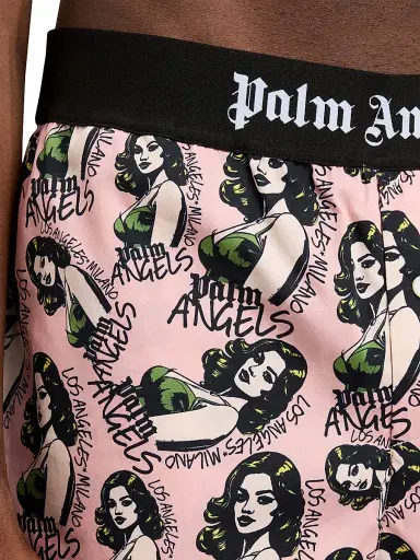 Palm Angels Men's Pinup-Print Cotton Shorts - Pink Multicolor - Size XXL | Thumbnail 6 Palm Angels Men's Pinup-Print Cotton Shorts - Pink Multicolor - Size XXL | Thumbnail 6