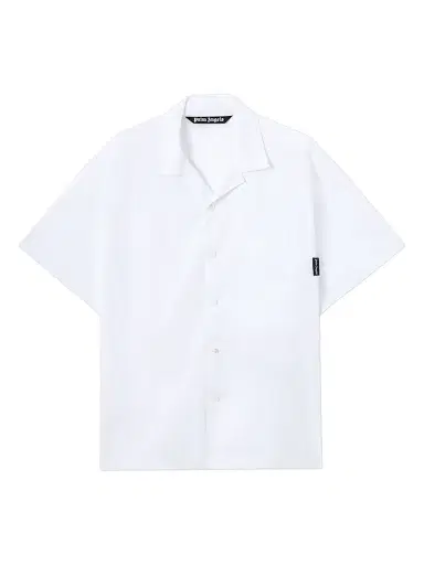Palm Angels Men's Logo Camp-Collar Cotton Bowling Shirt - Off White Black | Thumbnail 1 Palm Angels Men's Logo Camp-Collar Cotton Bowling Shirt - Off White Black | Thumbnail 1
