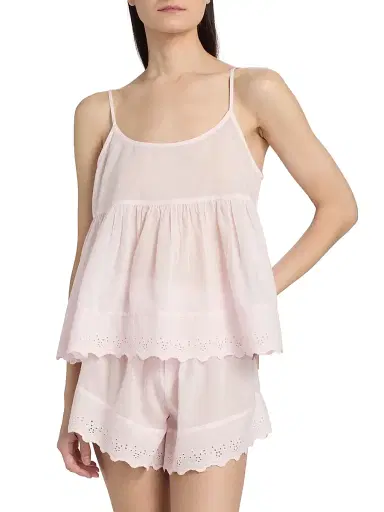 Papinelle Women's Millie Broderie Cotton Short Pajamas | Thumbnail 3