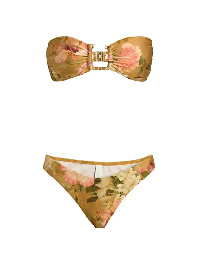 Zimmermann Women's Mahon Bamboo-Trim Bikini - Tan Hibiscus