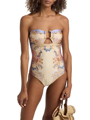 Zimmermann Women's Indra Bamboo-Trim One-Piece Swimsuit - Biscuit Scarf Floral - Size 2 | Thumbnail 5 Zimmermann Women's Indra Bamboo-Trim One-Piece Swimsuit - Biscuit Scarf Floral - Size 2 | Thumbnail 5