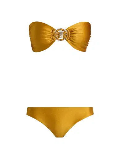 Zimmermann Women's Roselight Chain-Trim Bikini - Mustard - Size 8 | Thumbnail 1