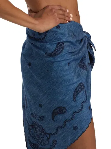 Zimmermann Women's Paisley-Embroidered Denim Pareo - Railway Blue | Thumbnail 5 Zimmermann Women's Paisley-Embroidered Denim Pareo - Railway Blue | Thumbnail 5