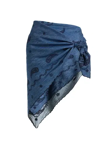 Zimmermann Women's Paisley-Embroidered Denim Pareo - Railway Blue | Thumbnail 1 Zimmermann Women's Paisley-Embroidered Denim Pareo - Railway Blue | Thumbnail 1