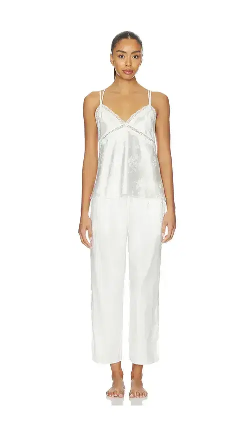Flora Nikrooz Florence Solid Jacquard Charmeuse Capri Set
