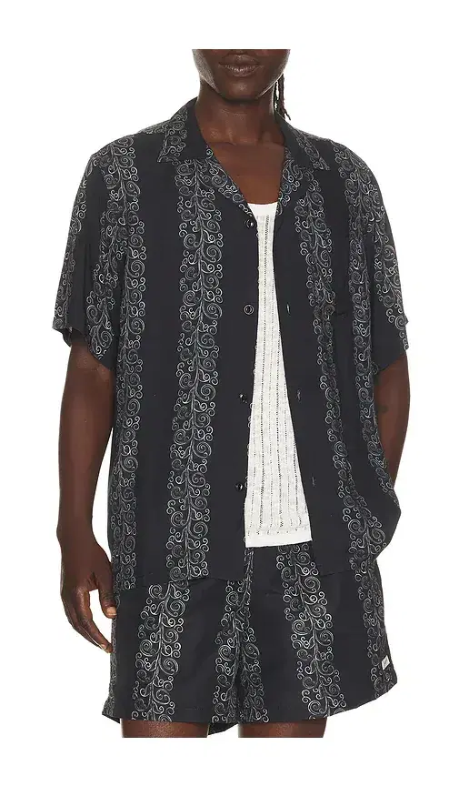 Black Fiesta Printed Camp Shirt
