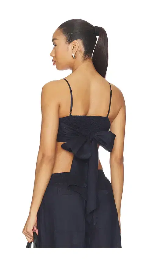 Solid Linen Tie Back Top