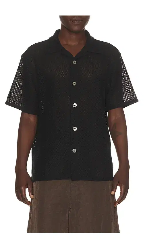 Dunst Open Collared Crochet Shirt