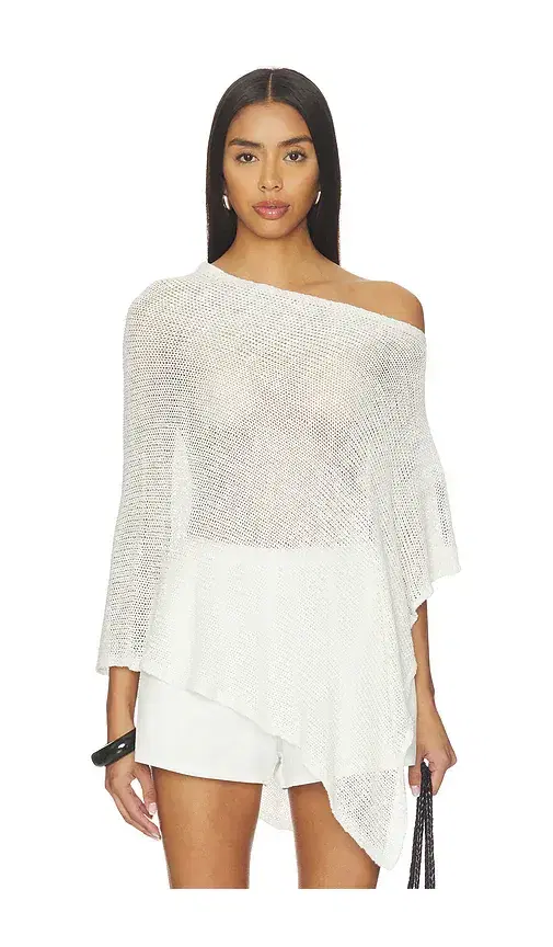 Linen Open Knit Poncho