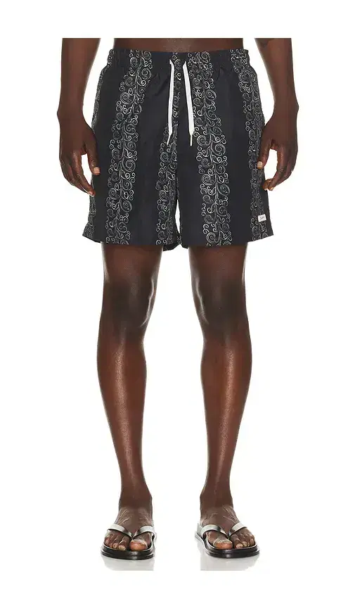 Black Fiesta Printed Swim Trunk