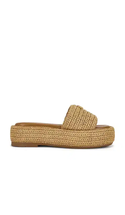 Coach Sculpted C Flatform Raffia Slide