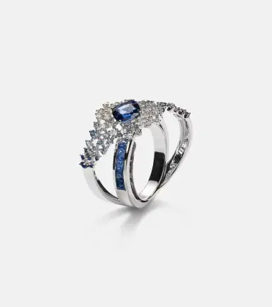 Ananya Scatter Orbit 18kt white gold ring with sapphires and diamonds | Thumbnail 2