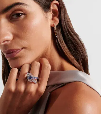 Ananya Scatter Orbit 18kt white gold ring with sapphires and diamonds | Thumbnail 4
