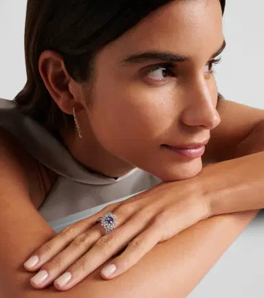 Ananya Scatter Orbit 18kt white gold ring with sapphires and diamonds | Thumbnail 5