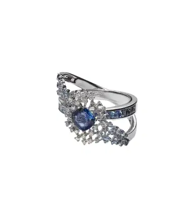 Ananya Scatter Orbit 18kt white gold ring with sapphires and diamonds | Thumbnail 1