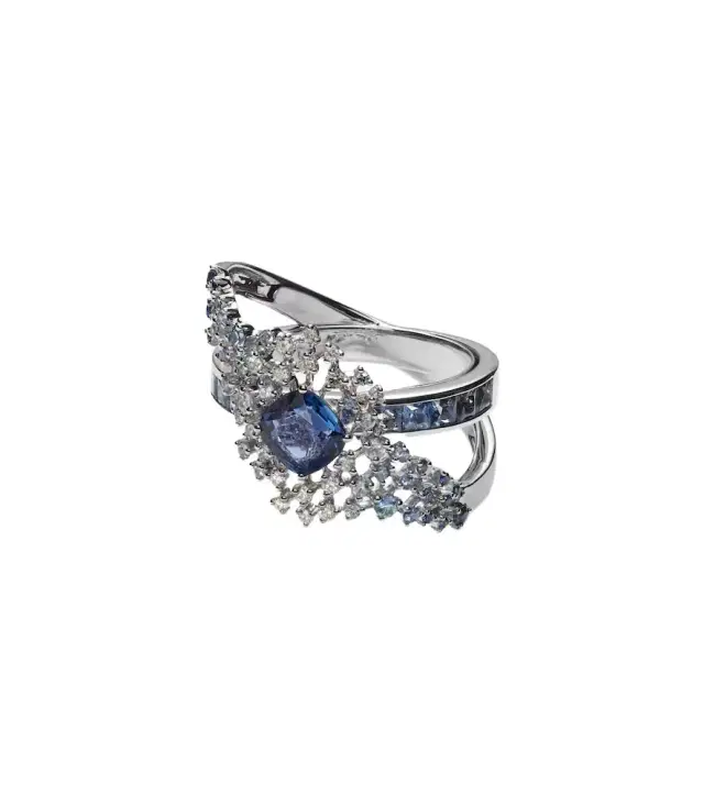 Ananya Scatter Orbit 18kt white gold ring with sapphires and diamonds