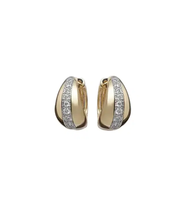 Pistachio 10kt gold hoop earrings with diamonds
