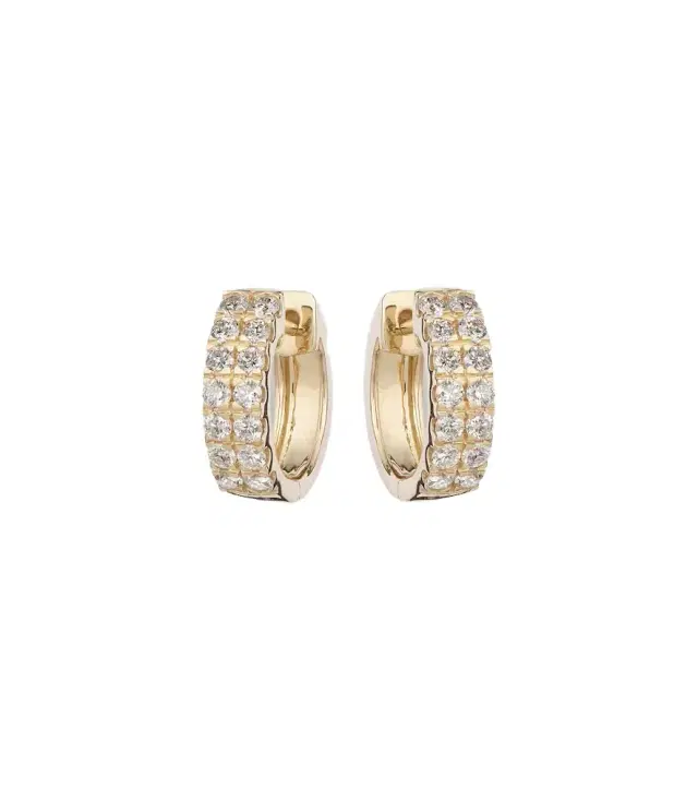 Stone and Strand Twin 14kt gold earrings with diamonds
