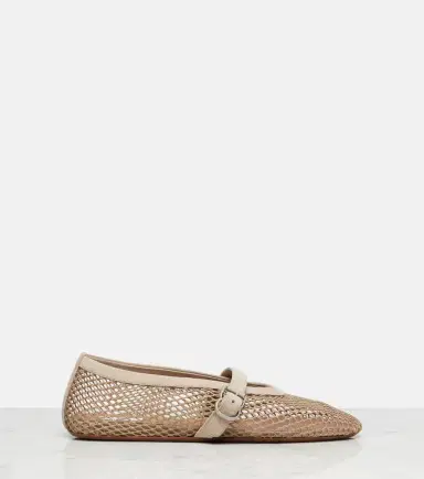 Alaïa Alaïa Suede-trimmed fishnet ballet flats | Thumbnail 3 Alaïa Alaïa Suede-trimmed fishnet ballet flats | Thumbnail 3