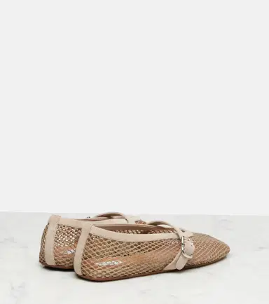 Alaïa Alaïa Suede-trimmed fishnet ballet flats | Thumbnail 4 Alaïa Alaïa Suede-trimmed fishnet ballet flats | Thumbnail 4