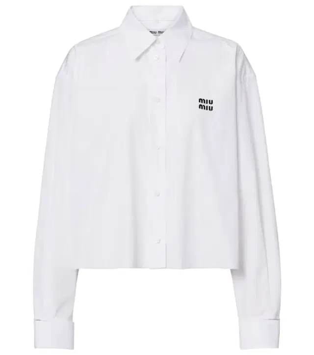 Cropped cotton poplin shirt