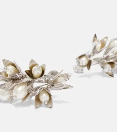 Simone Rocha Floral faux pearls hoop earrings | Thumbnail 3