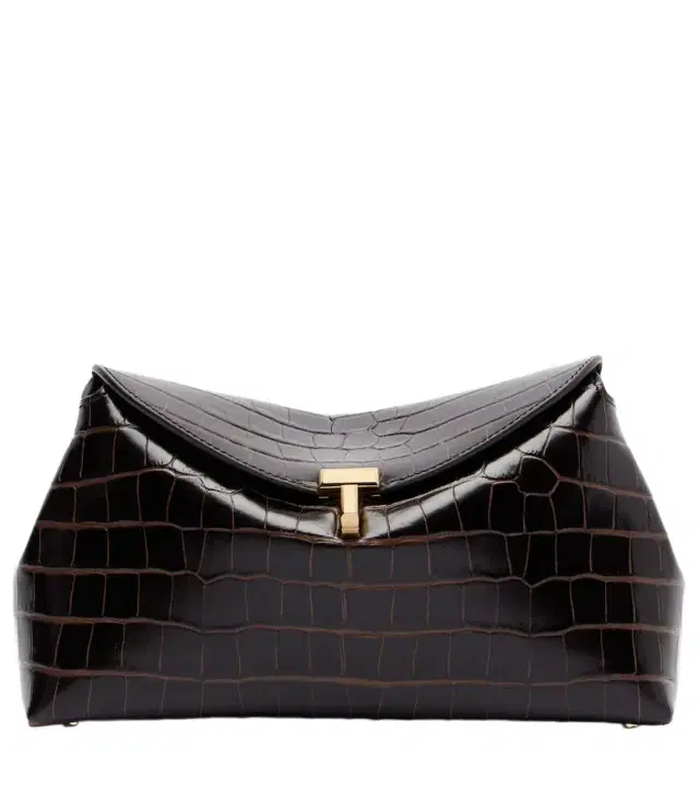 Toteme T-Lock croc-effect leather clutch