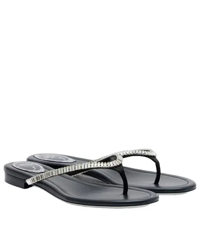 Embellished satin thong sandals